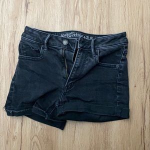 10/10 american eagle super super stretch super hi rise shortie , black , size 0